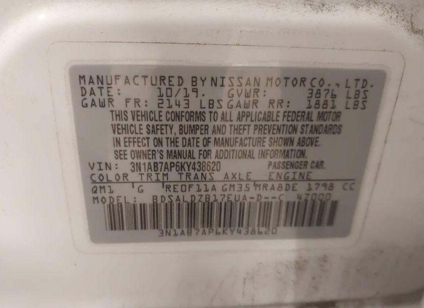 Photo 9 of 2019 Nissan Sentra SV (VIN 3N1AB7AP6KY438620)