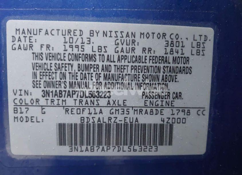 Photo 9 of 2013 Nissan Sentra SR (VIN 3N1AB7AP7DL563223)