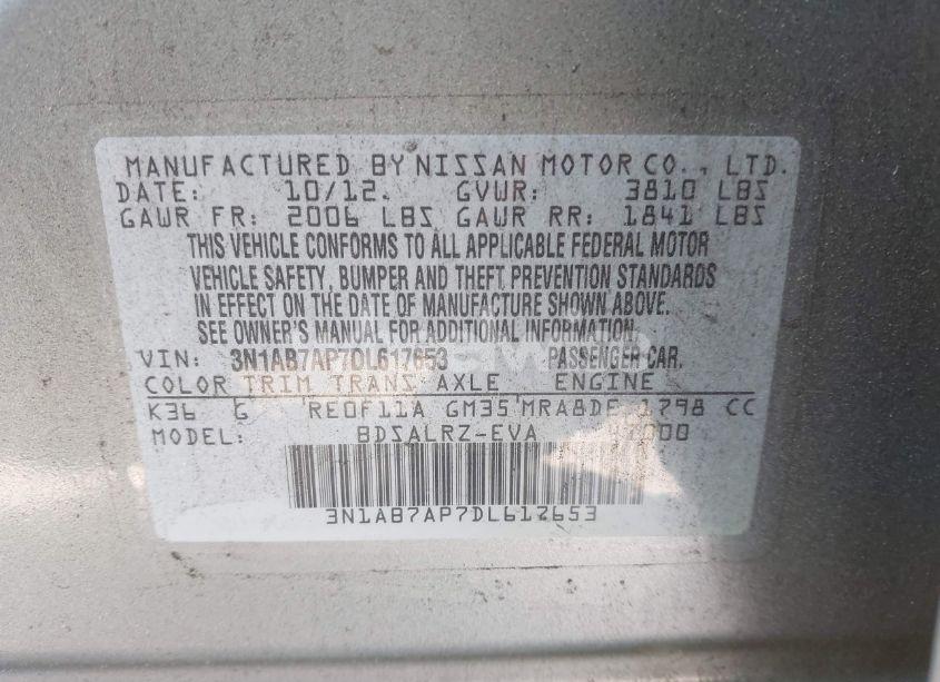 Photo 9 of 2013 Nissan Sentra SR (VIN 3N1AB7AP7DL617653)