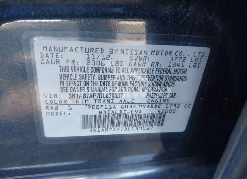 Photo 9 of 2013 Nissan Sentra SV (VIN 3N1AB7AP7DL639037)