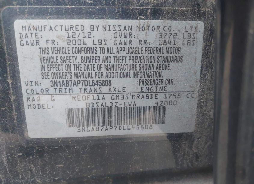 Photo 9 of 2013 Nissan Sentra SV (VIN 3N1AB7AP7DL645808)