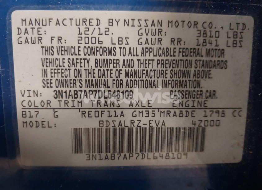 Photo 9 of 2013 Nissan Sentra SR (VIN 3N1AB7AP7DL648109)