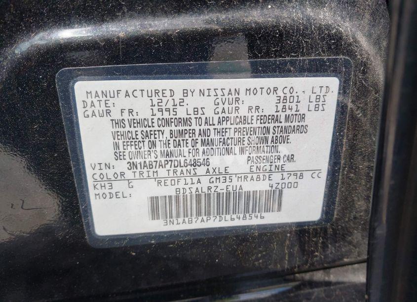 Photo 9 of 2013 Nissan Sentra SR (VIN 3N1AB7AP7DL648546)