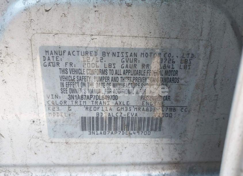 Photo 9 of 2013 Nissan Sentra S (VIN 3N1AB7AP7DL649700)