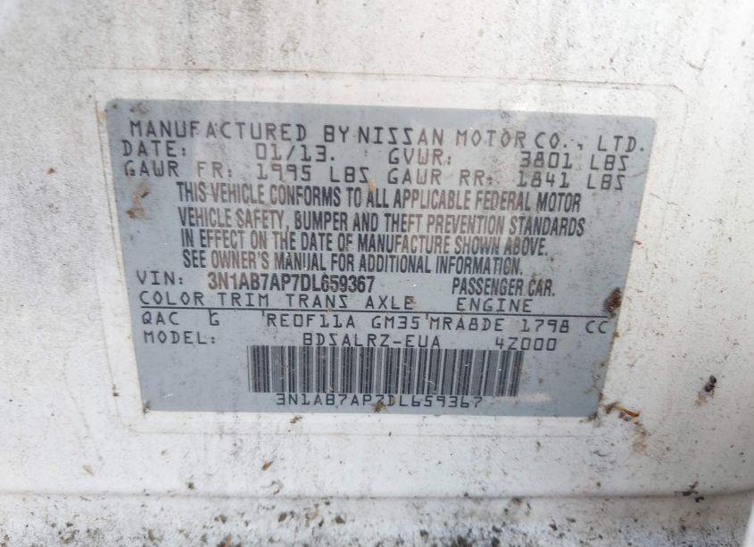 Photo 9 of 2013 Nissan Sentra SR (VIN 3N1AB7AP7DL659367)