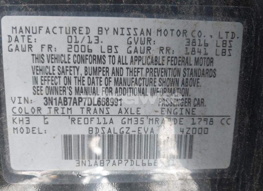 Photo 9 of 2013 Nissan Sentra SL (VIN 3N1AB7AP7DL668991)