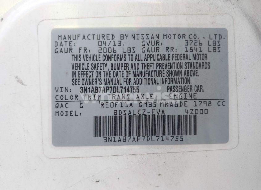 Photo 9 of 2013 Nissan Sentra S (VIN 3N1AB7AP7DL714755)