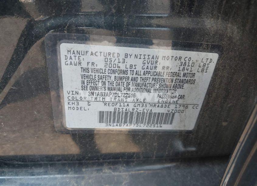 Photo 9 of 2013 Nissan Sentra SR (VIN 3N1AB7AP7DL722516)