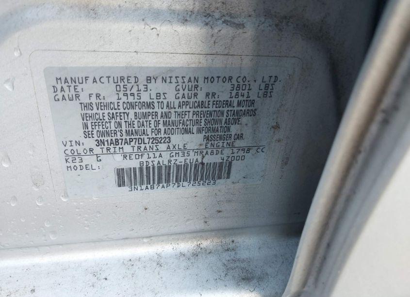 Photo 9 of 2013 Nissan Sentra SR (VIN 3N1AB7AP7DL725223)