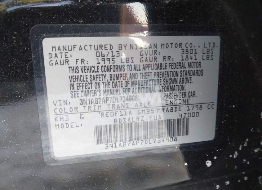 Photo 9 of 2013 Nissan Sentra SR (VIN 3N1AB7AP7DL734908)