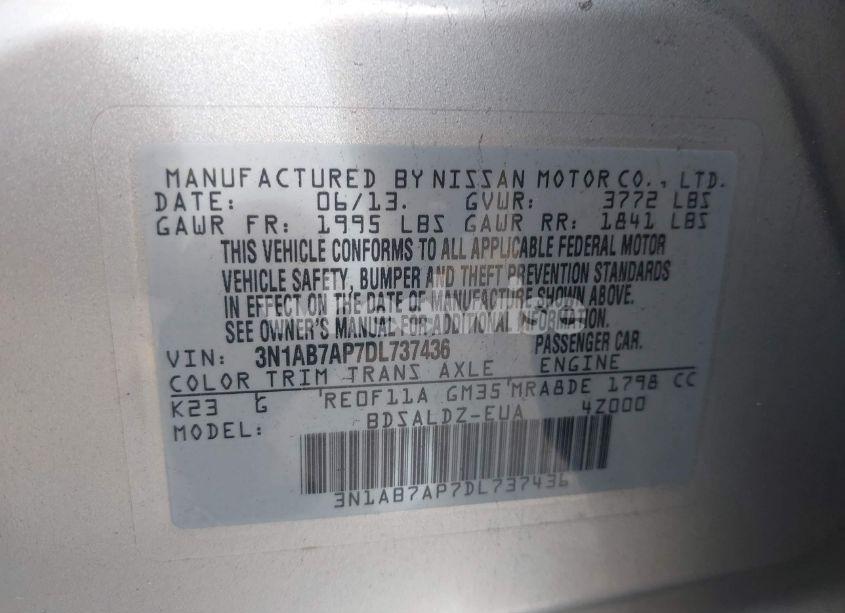 Photo 9 of 2013 Nissan Sentra SV (VIN 3N1AB7AP7DL737436)