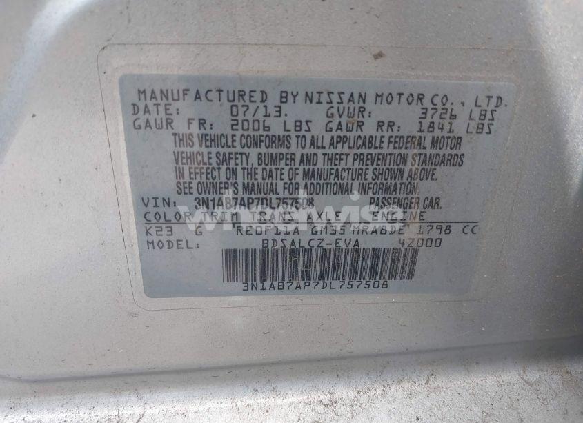 Photo 9 of 2013 Nissan Sentra S (VIN 3N1AB7AP7DL757508)