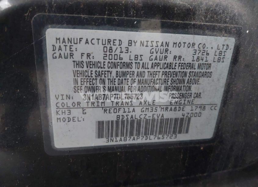 Photo 9 of 2013 Nissan Sentra S (VIN 3N1AB7AP7DL765723)