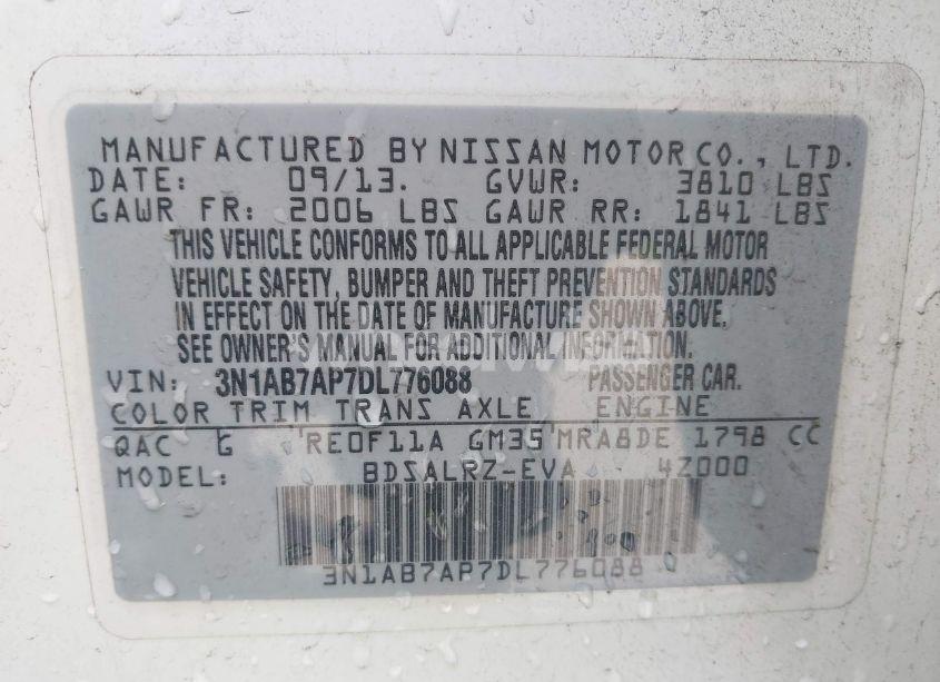 Photo 9 of 2013 Nissan Sentra SR (VIN 3N1AB7AP7DL776088)