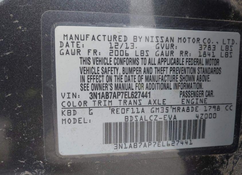 Photo 9 of 2014 Nissan Sentra S (VIN 3N1AB7AP7EL627441)