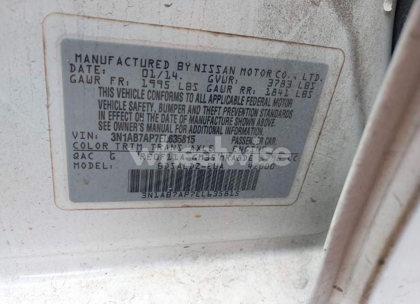 Photo 9 of 2014 Nissan Sentra FE+ S/FE+ SV/S/SL/SR/SV (VIN 3N1AB7AP7EL635815)