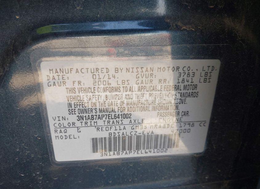 Photo 9 of 2014 Nissan Sentra S (VIN 3N1AB7AP7EL641002)