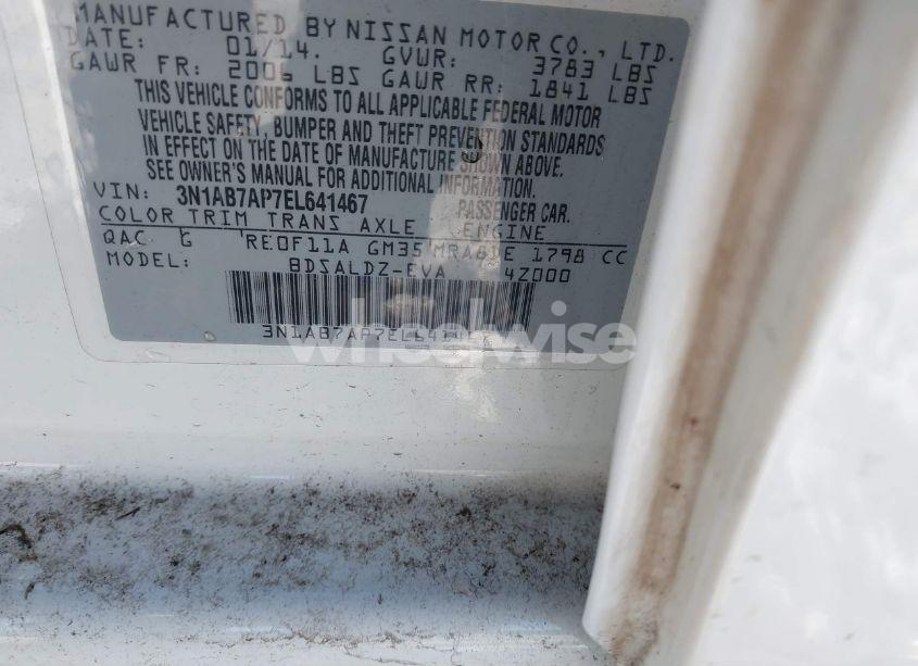 Photo 9 of 2014 Nissan Sentra FE+ S/FE+ SV/S/SL/SR/SV (VIN 3N1AB7AP7EL641467)