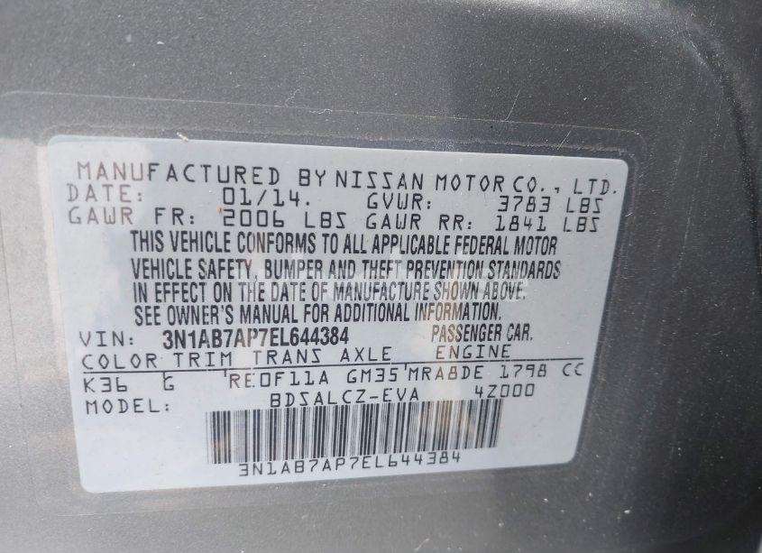 Photo 9 of 2014 Nissan Sentra S (VIN 3N1AB7AP7EL644384)