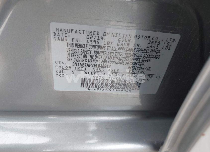 Photo 9 of 2014 Nissan Sentra SR (VIN 3N1AB7AP7EL648919)