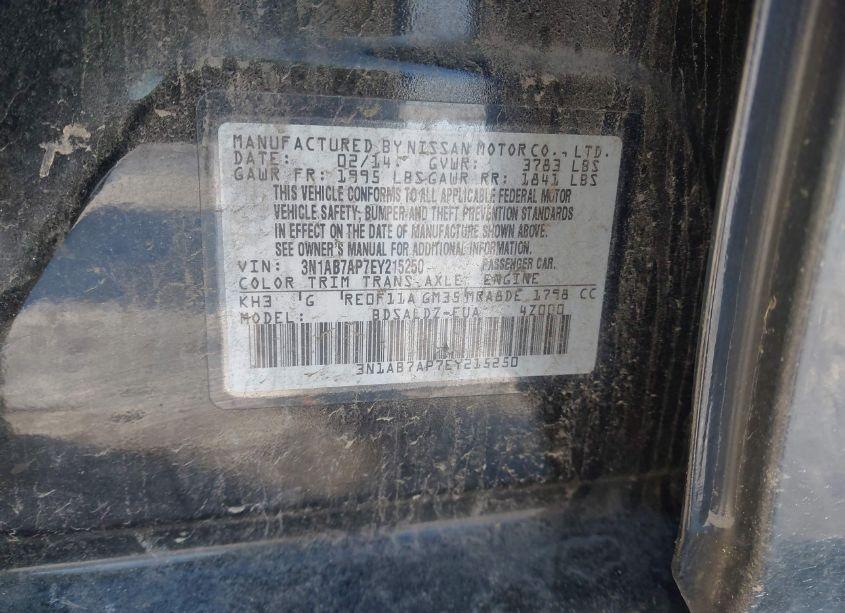 Photo 9 of 2014 Nissan Sentra FE+ S/FE+ SV/S/SL/SR/SV (VIN 3N1AB7AP7EY215250)