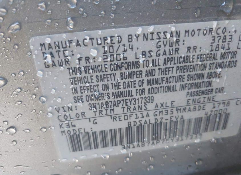 Photo 9 of 2014 Nissan Sentra SV (VIN 3N1AB7AP7EY317339)