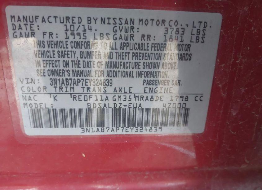 Photo 9 of 2014 Nissan Sentra SV (VIN 3N1AB7AP7EY324839)