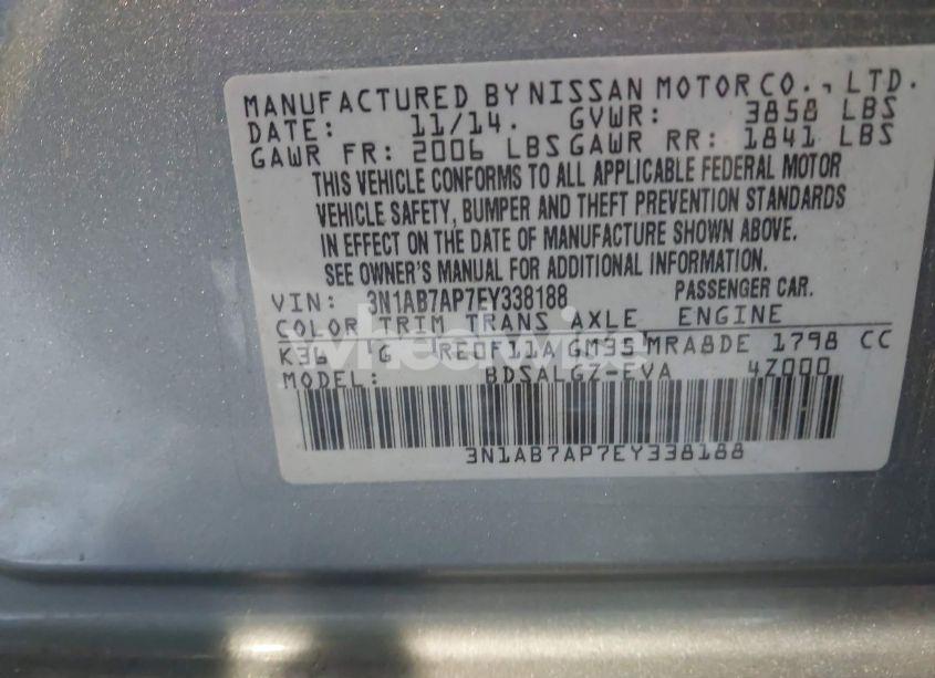 Photo 9 of 2014 Nissan Sentra SL (VIN 3N1AB7AP7EY338188)