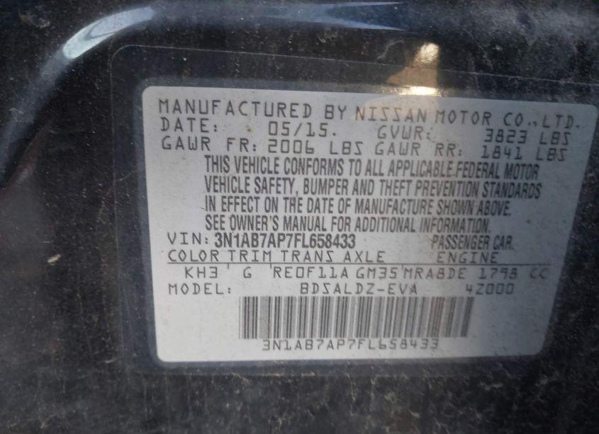 Photo 9 of 2015 Nissan Sentra SV (VIN 3N1AB7AP7FL658433)