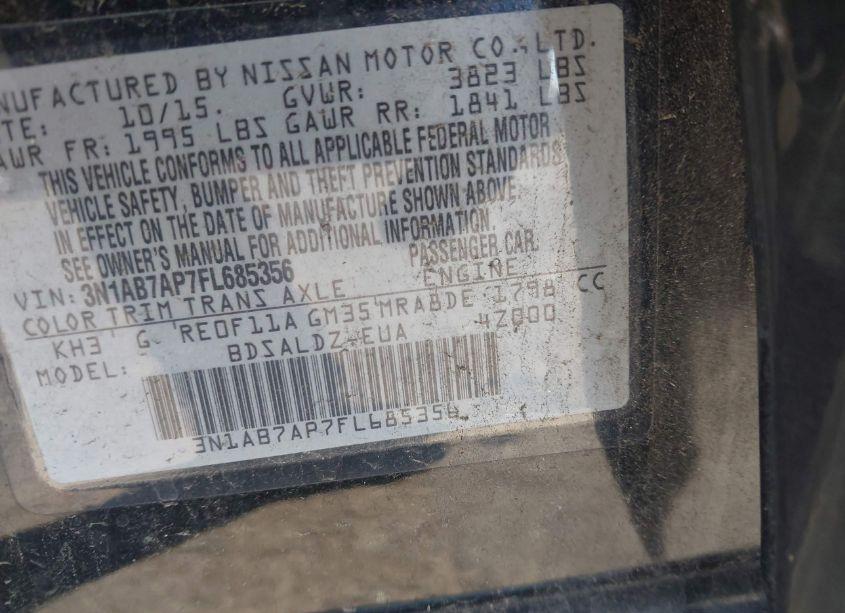 Photo 9 of 2015 Nissan Sentra SV (VIN 3N1AB7AP7FL685356)