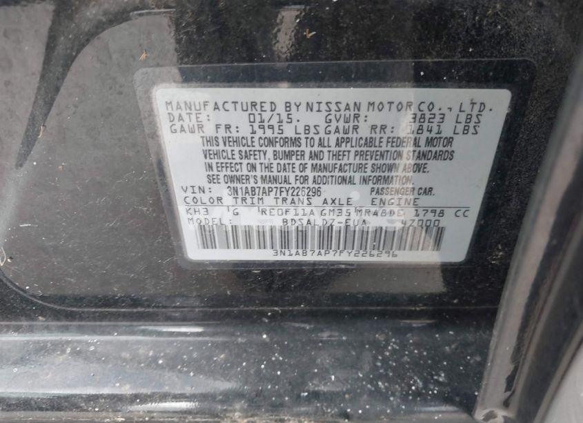 Photo 9 of 2015 Nissan Sentra SV (VIN 3N1AB7AP7FY226296)