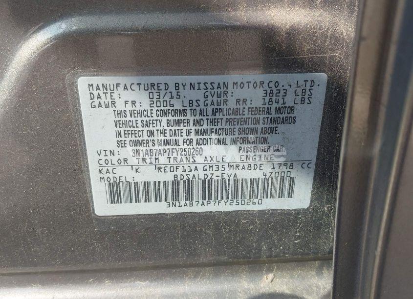 Photo 9 of 2015 Nissan Sentra SV (VIN 3N1AB7AP7FY250260)