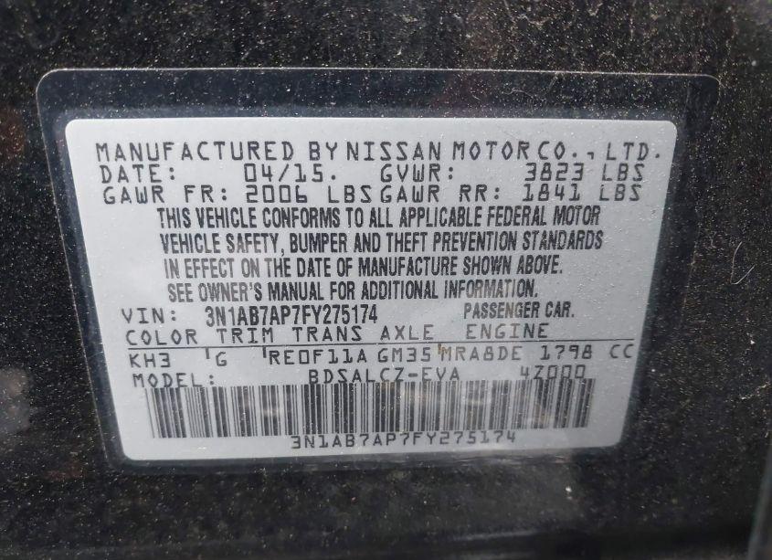 Photo 9 of 2015 Nissan Sentra S (VIN 3N1AB7AP7FY275174)