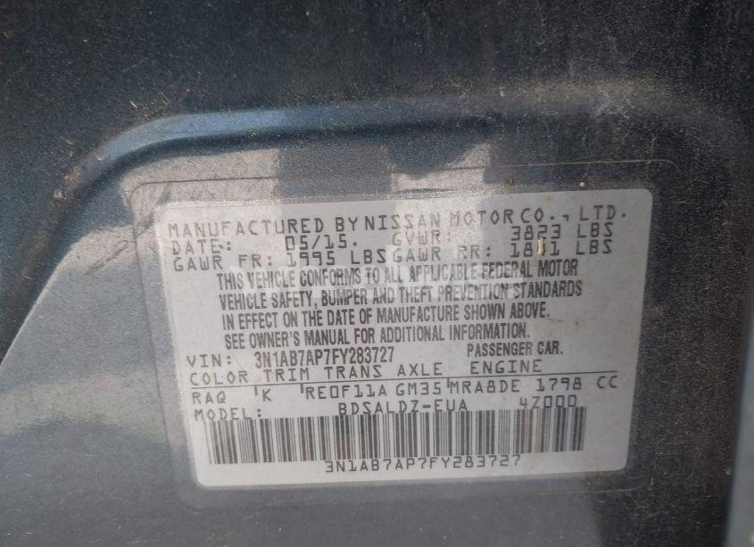 Photo 9 of 2015 Nissan Sentra SV (VIN 3N1AB7AP7FY283727)