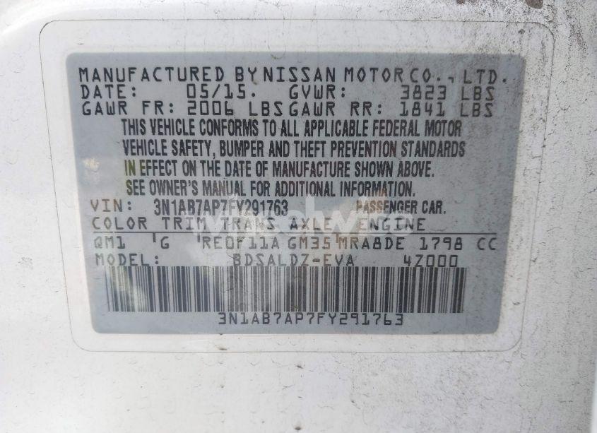 Photo 9 of 2015 Nissan Sentra FE+ S/S/SL/SR/SV (VIN 3N1AB7AP7FY291763)