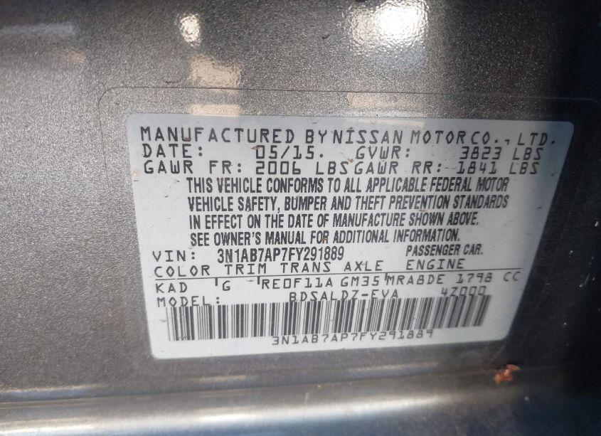 Photo 9 of 2015 Nissan Sentra SV (VIN 3N1AB7AP7FY291889)