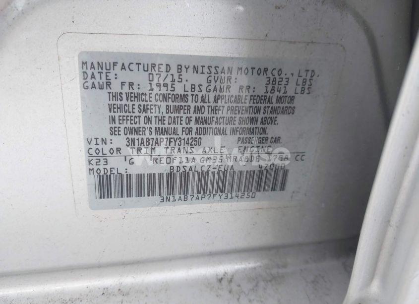 Photo 9 of 2015 Nissan Sentra S (VIN 3N1AB7AP7FY314250)