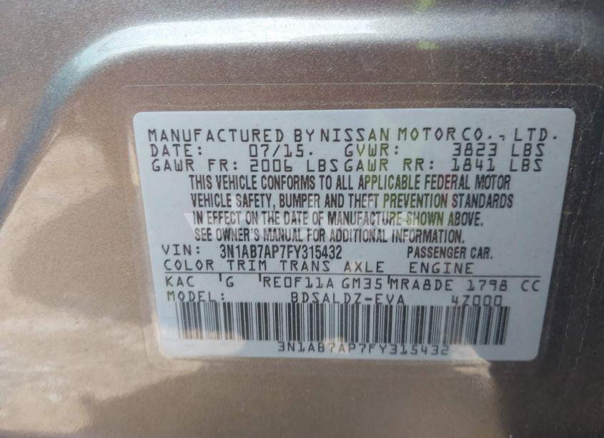 Photo 9 of 2015 Nissan Sentra SV (VIN 3N1AB7AP7FY315432)