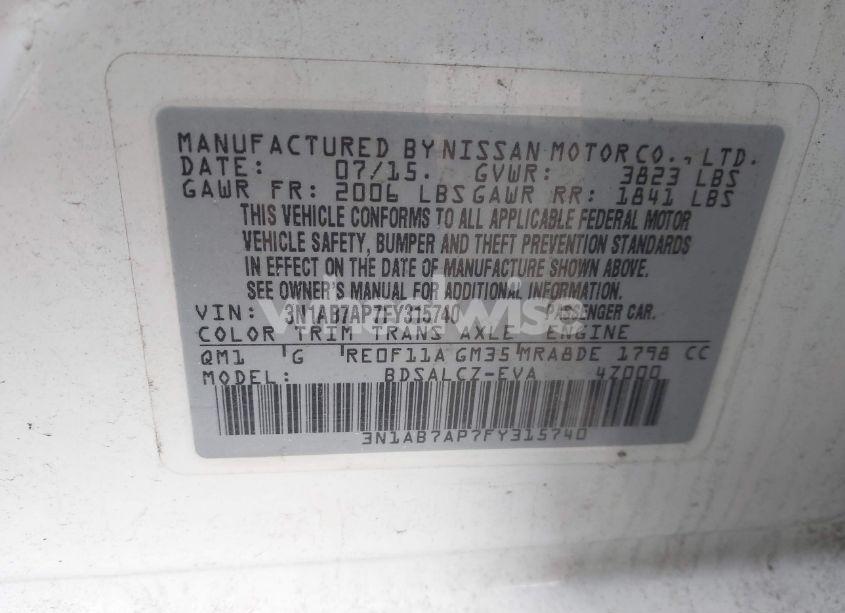 Photo 9 of 2015 Nissan Sentra S (VIN 3N1AB7AP7FY315740)