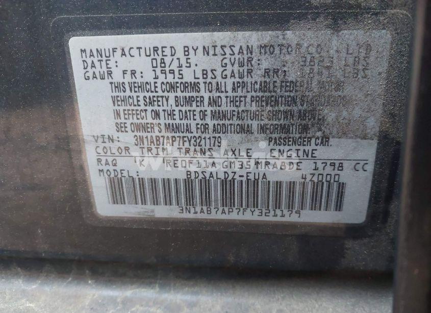 Photo 9 of 2015 Nissan Sentra SV (VIN 3N1AB7AP7FY321179)