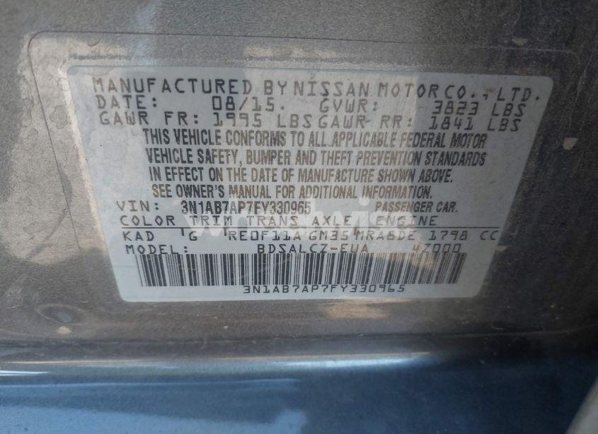 Photo 9 of 2015 Nissan Sentra S (VIN 3N1AB7AP7FY330965)