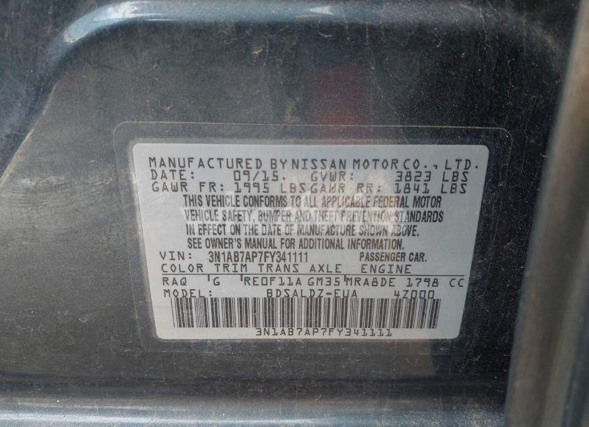 Photo 9 of 2015 Nissan Sentra SV (VIN 3N1AB7AP7FY341111)