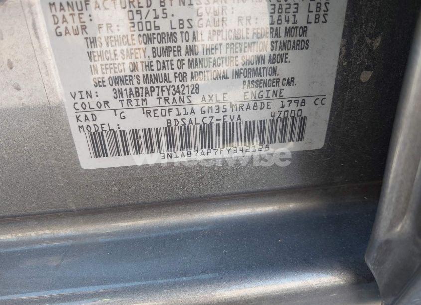 Photo 9 of 2015 Nissan Sentra S (VIN 3N1AB7AP7FY342128)