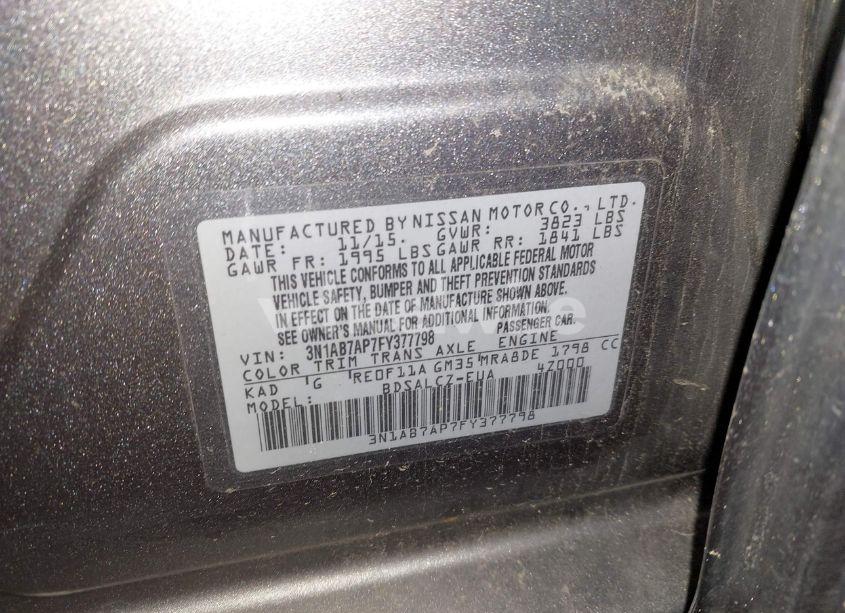 Photo 9 of 2015 Nissan Sentra S (VIN 3N1AB7AP7FY377798)