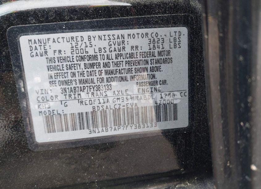 Photo 9 of 2015 Nissan Sentra S (VIN 3N1AB7AP7FY383133)