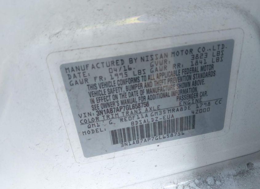 Photo 9 of 2016 Nissan Sentra SV (VIN 3N1AB7AP7GL658756)