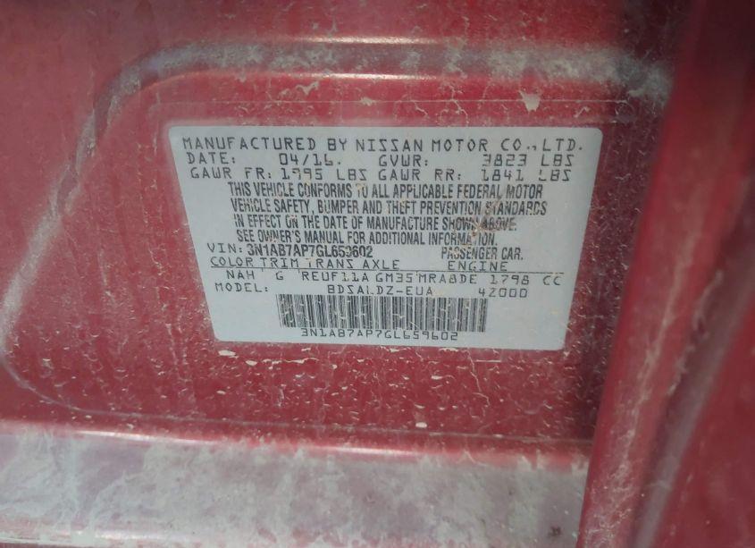 Photo 9 of 2016 Nissan Sentra SV (VIN 3N1AB7AP7GL659602)