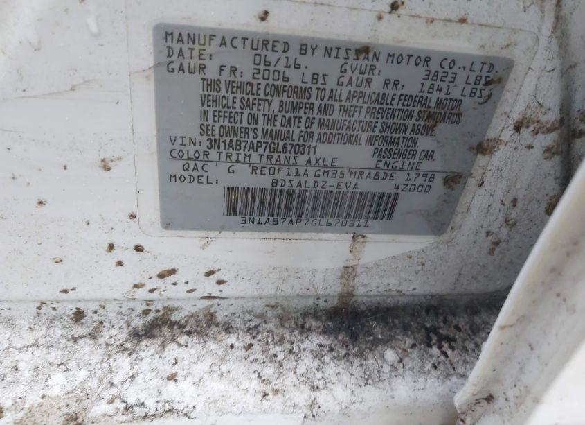 Photo 9 of 2016 Nissan Sentra SV (VIN 3N1AB7AP7GL670311)