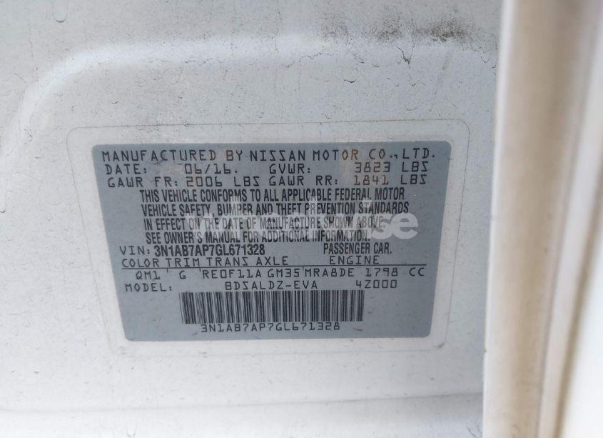 Photo 9 of 2016 Nissan Sentra SV (VIN 3N1AB7AP7GL671328)