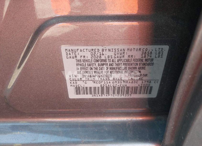 Photo 9 of 2016 Nissan Sentra SL (VIN 3N1AB7AP7GY239339)